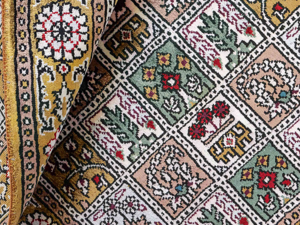 Tappeto di seta - seta cinese - 92 x 62 cm - multicolore