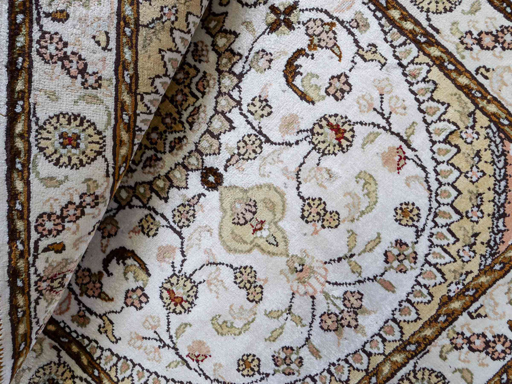 Tappeto di seta - seta cinese - 89 x 61 cm - crema