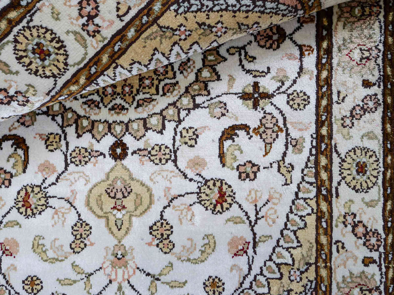 Tappeto di seta - seta cinese - 89 x 61 cm - crema