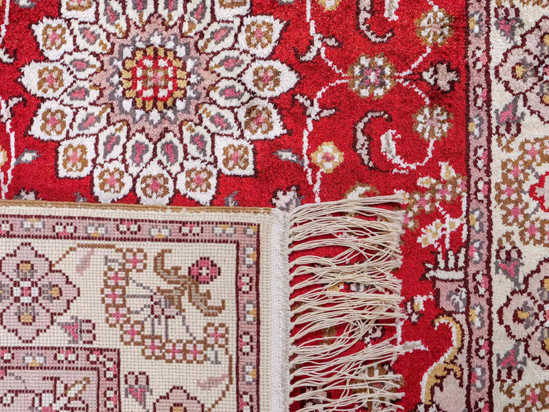 Tappeto di seta - seta cinese - 91 x 60 cm - rosso