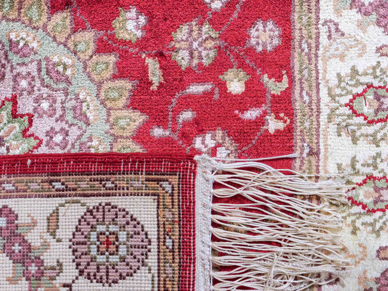 Tappeto di seta - seta cinese - 90 x 59 cm - rosso