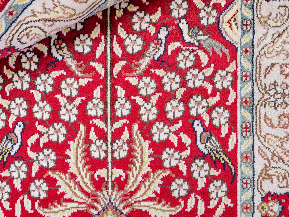 Tappeto di seta - seta cinese - 86 x 58 cm - rosso chiaro