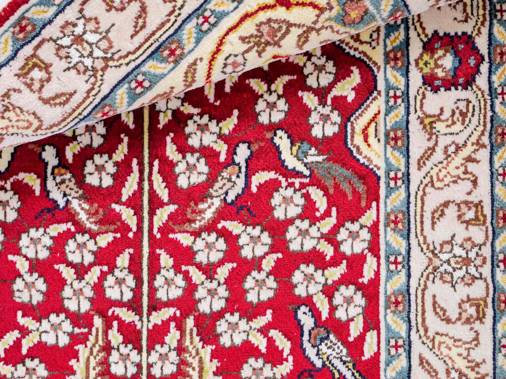 Tappeto di seta - seta cinese - 89 x 58 cm - rosso chiaro