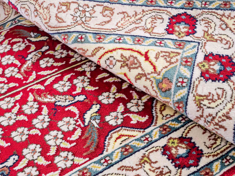 Tappeto di seta - seta cinese - 89 x 58 cm - rosso chiaro