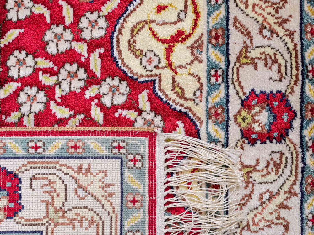 Tappeto di seta - seta cinese - 89 x 58 cm - rosso chiaro