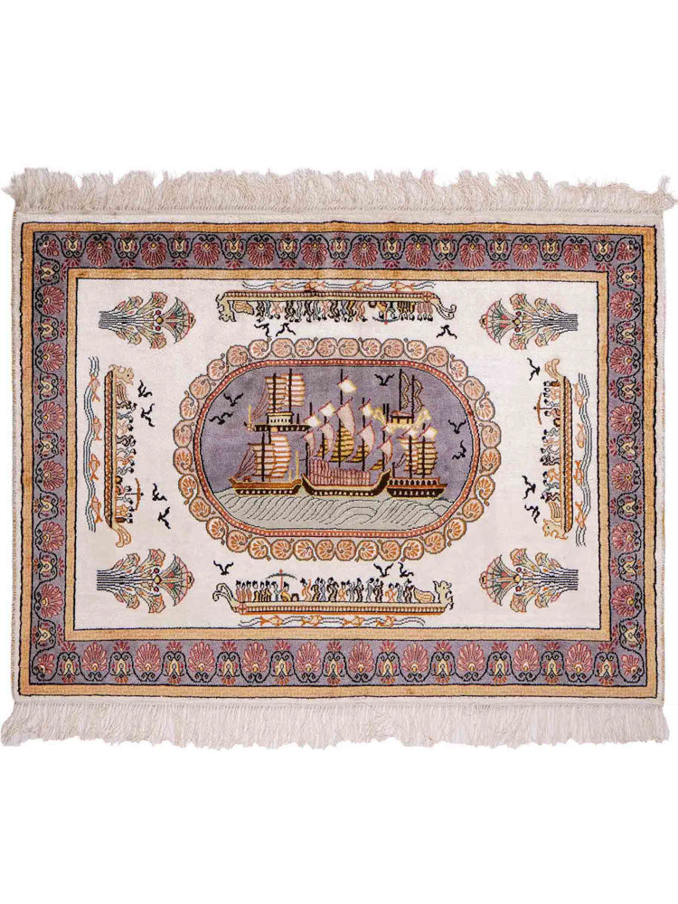 Seidenteppich - China Seide - 121 x 95 cm - beige