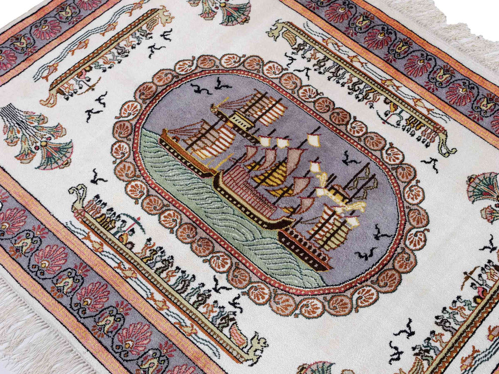 Seidenteppich - China Seide - 123 x 91 cm - beige