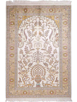 Tappeto di seta - seta cinese - 183 x 124 cm - beige