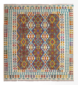 Tappeto Kelim - Splash quadrato  - 207 x 203 cm - multicolore