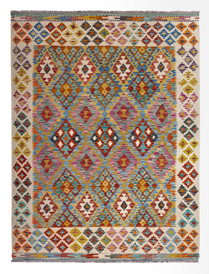 Tappeto Kelim - Splash - 197 x 150 cm - multicolore