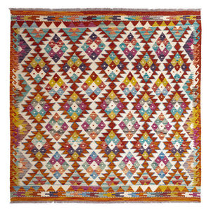 Tappeto Kelim - Splash quadrato  - 152 x 152 cm - multicolore