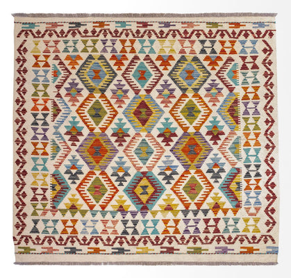 Tappeto Kelim - Splash quadrato  - 154 x 143 cm - multicolore