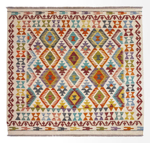 Tappeto Kelim - Splash quadrato  - 154 x 143 cm - multicolore