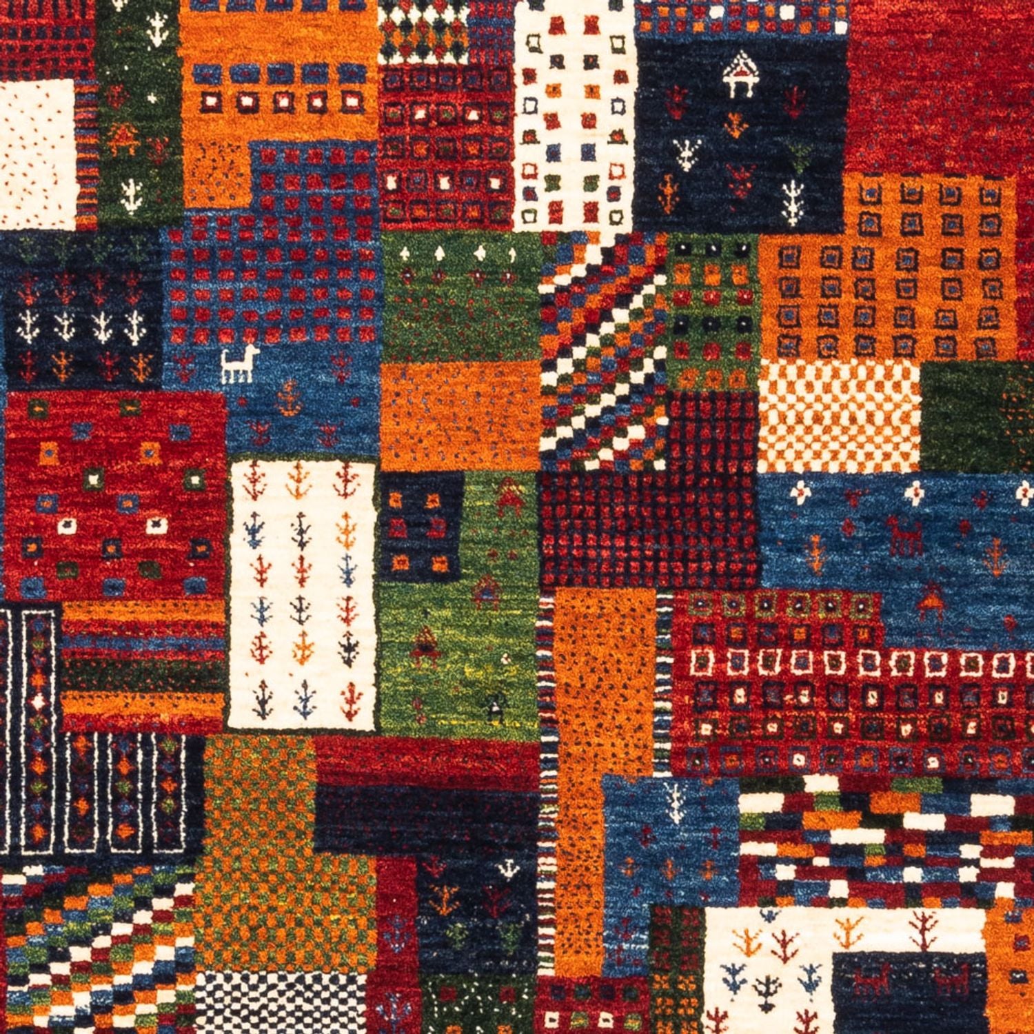 Tappeto Gabbeh - Loribaft Persero - Reale quadrato  - 129 x 120 cm - multicolore