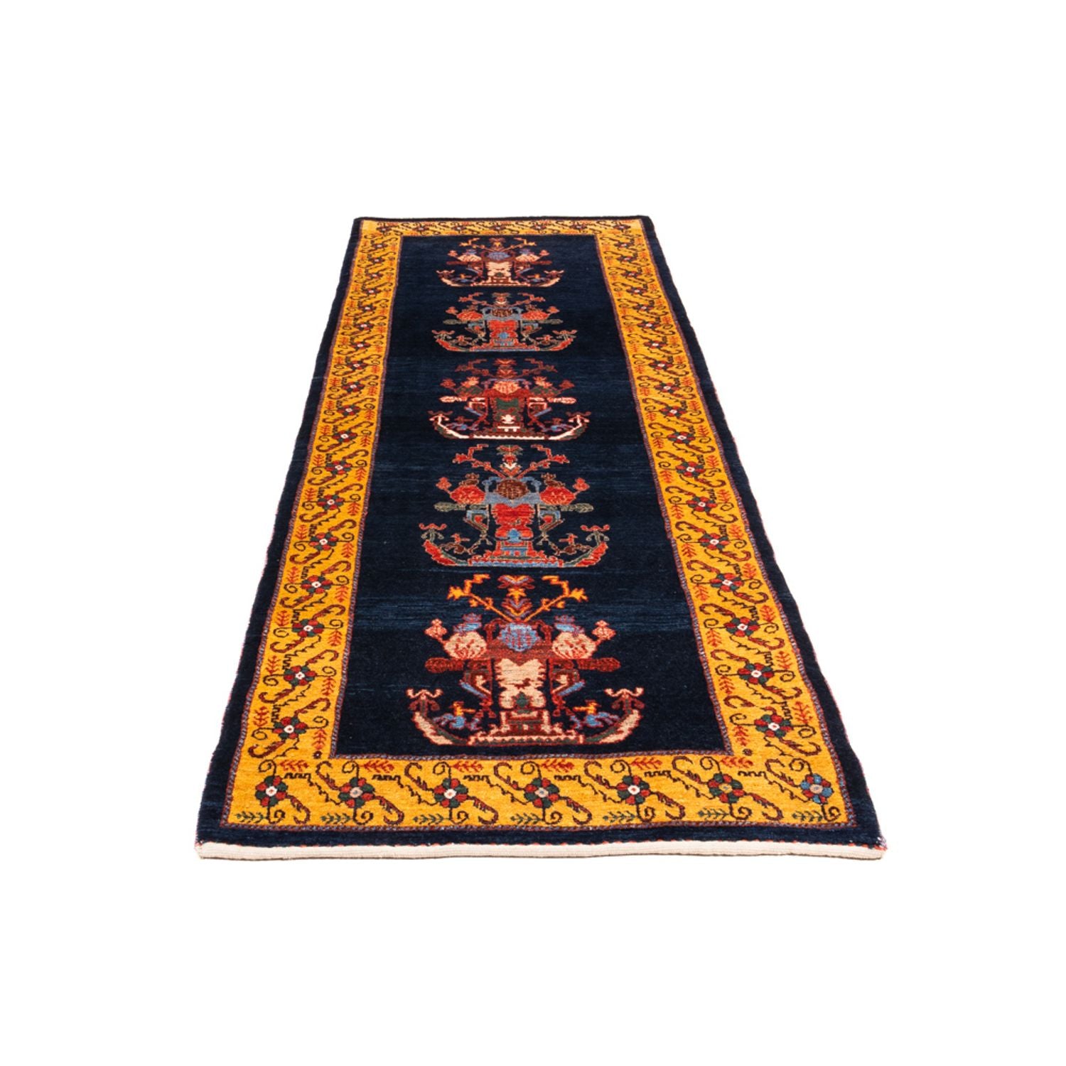 Tappeto corsia Tappeto Gabbeh - Persero - 253 x 84 cm - blu scuro
