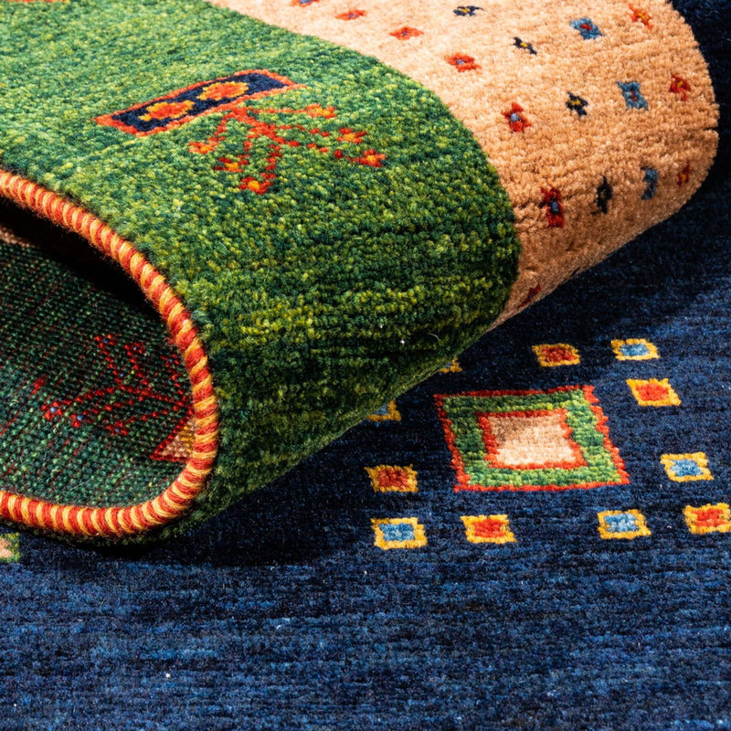 Tappeto corsia Tappeto Gabbeh - Persero - 202 x 82 cm - blu scuro