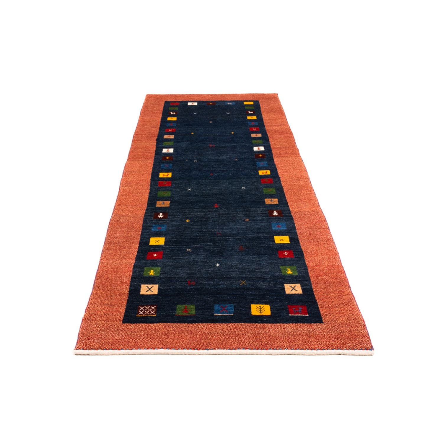 Tappeto corsia Tappeto Gabbeh - Persero - 236 x 85 cm - blu scuro