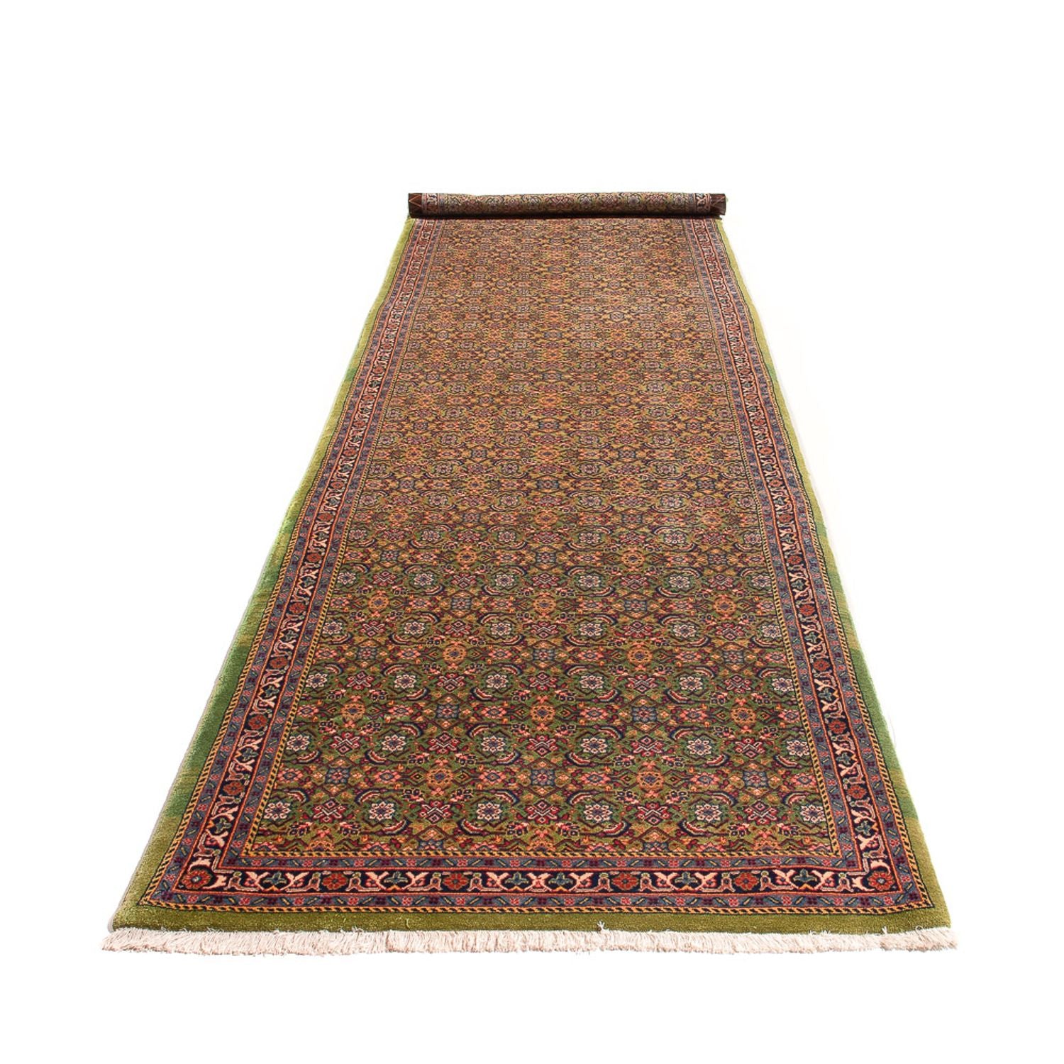 Tappeto corsia Tappeto Persero - Tabriz - Reale - 377 x 100 cm - verde chiaro