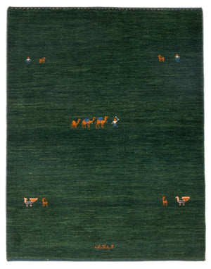 Tappeto Gabbeh - Persero - 151 x 104 cm - verde scuro