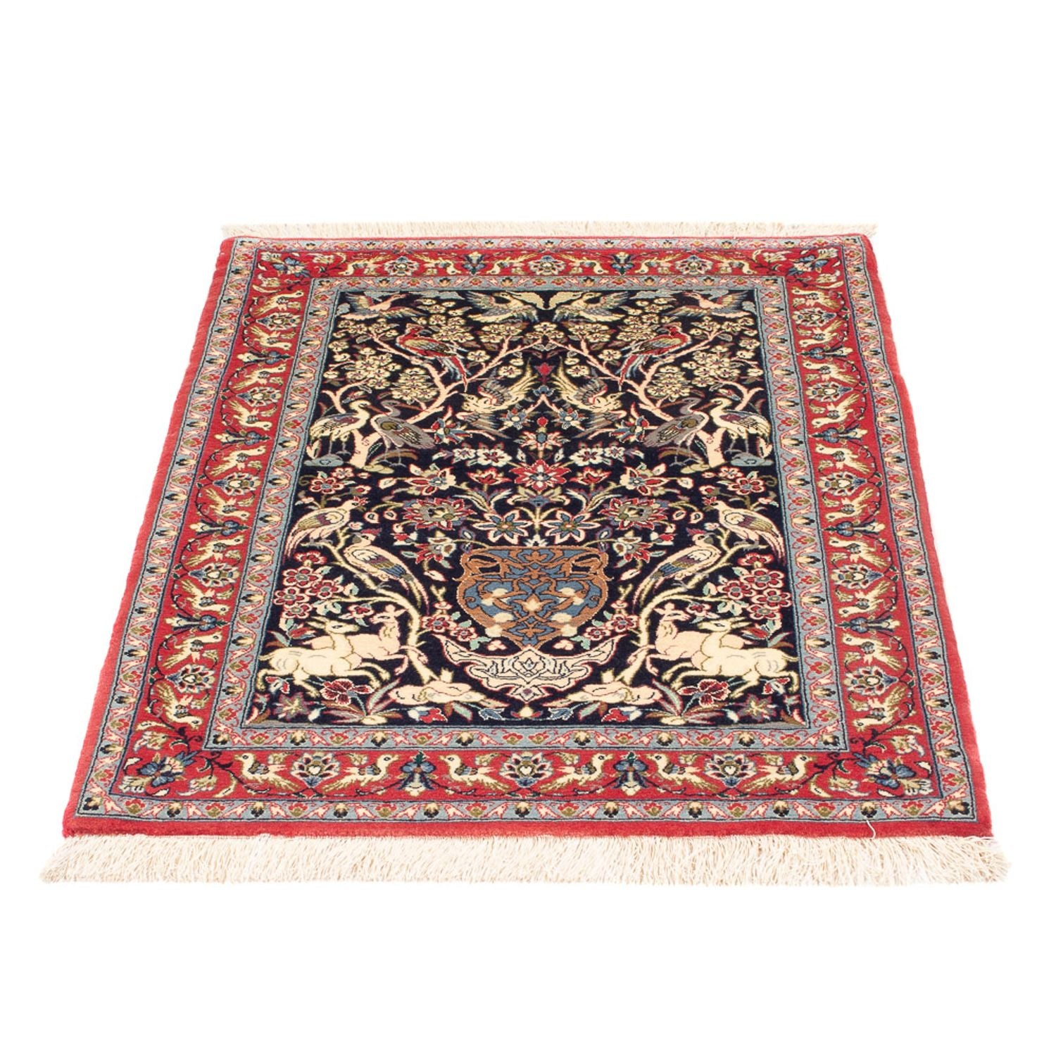 Tappeto Persero - Isfahan - Premio - 98 x 70 cm - blu scuro