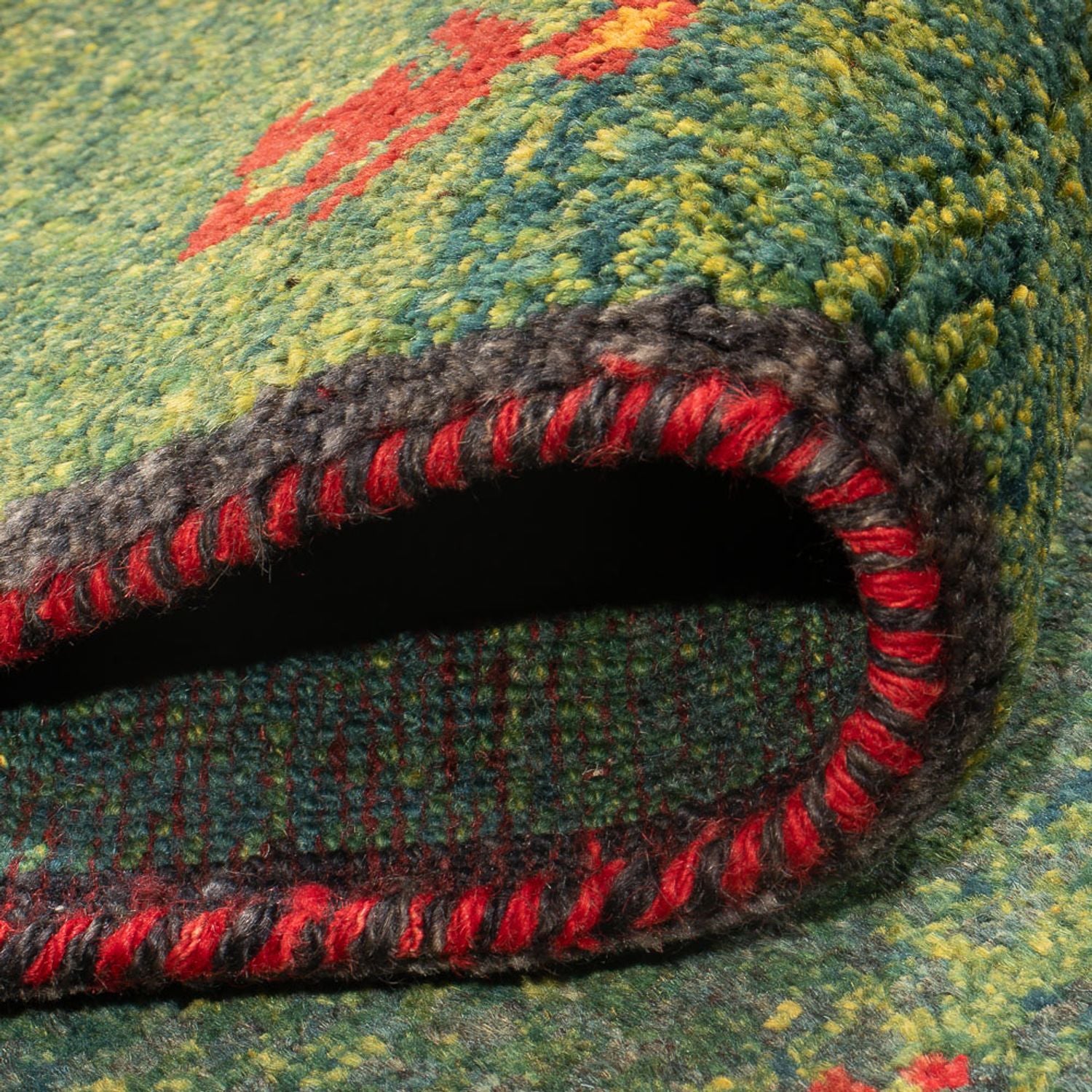 Tappeto corsia Tappeto Gabbeh - Persero - 270 x 75 cm - verde scuro