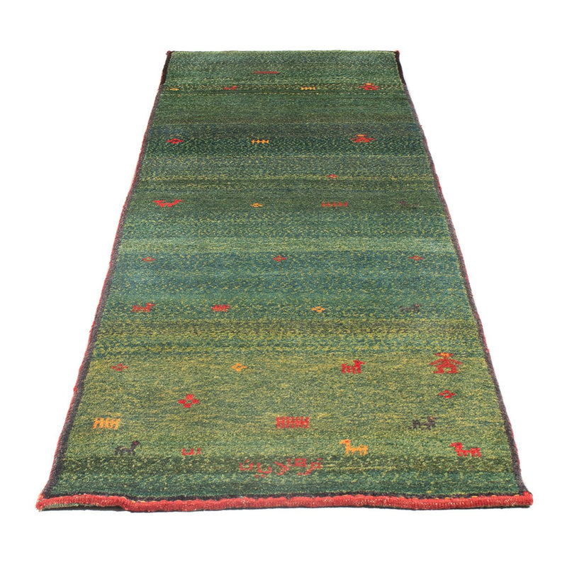 Tappeto corsia Tappeto Gabbeh - Persero - 270 x 75 cm - verde scuro