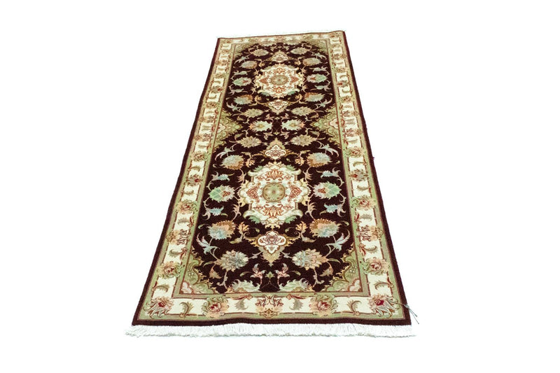 Tappeto corsia Tappeto Persero - Tabriz - Reale - 227 x 76 cm - rosso scuro