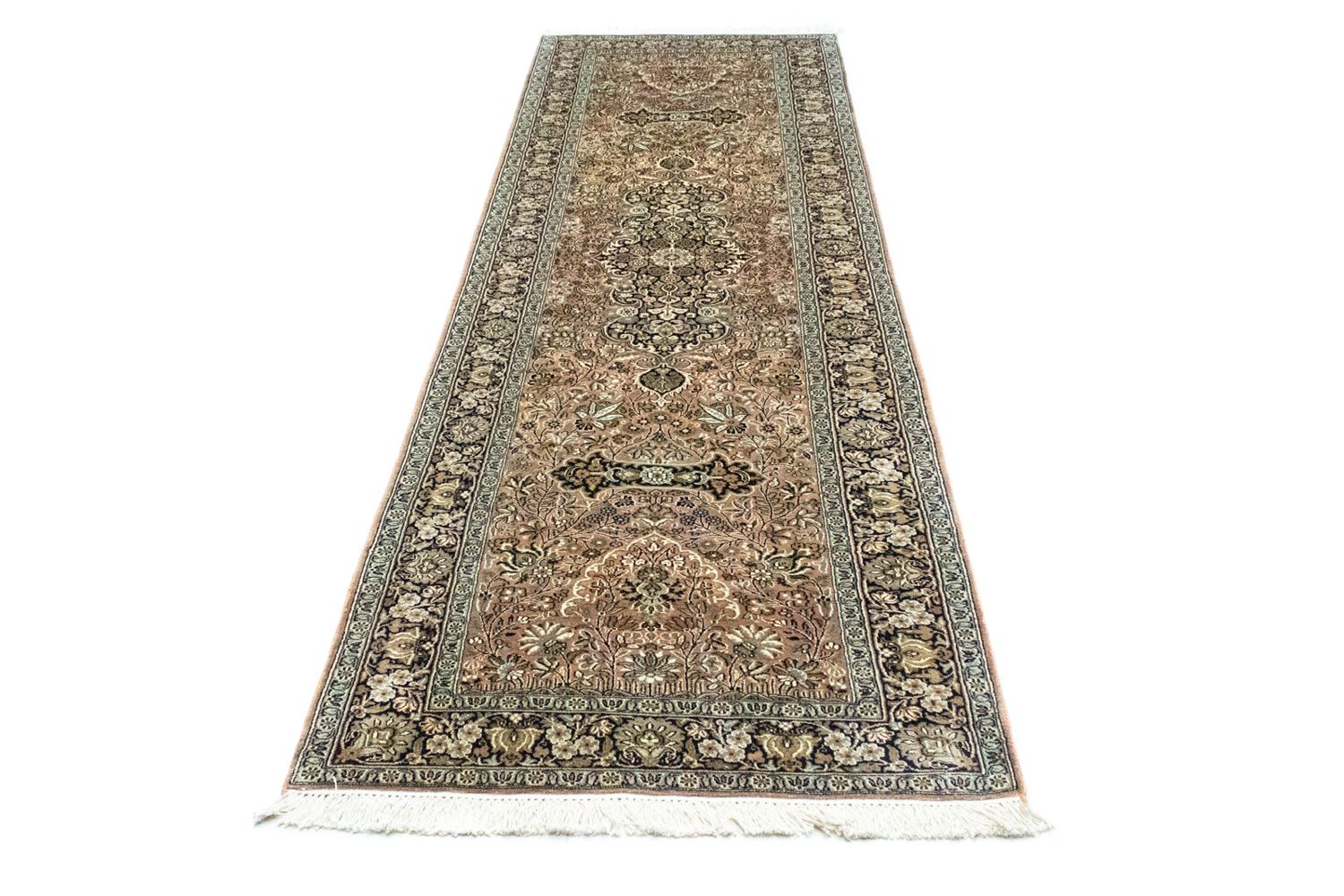 Tappeto corsia Tappeto di seta - Seta del Kashmir - 278 x 77 cm - rosso