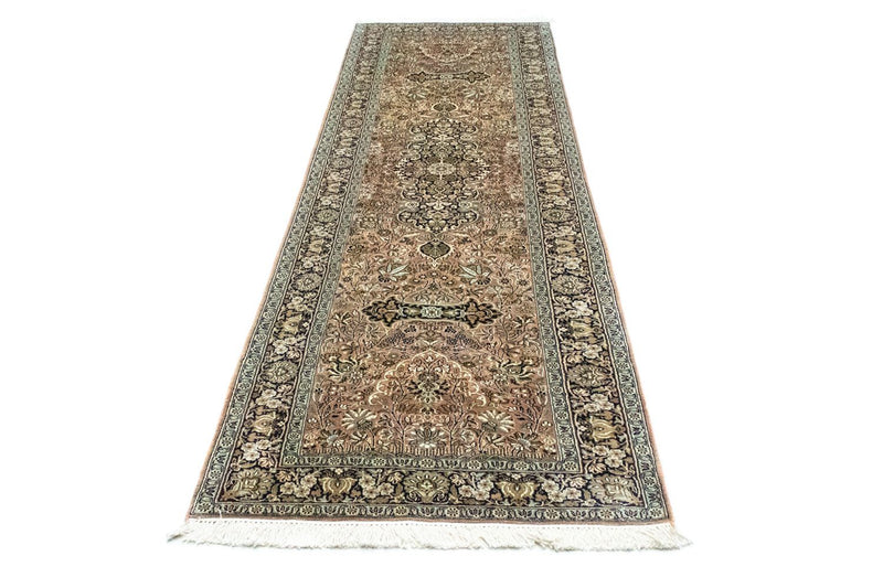 Tappeto corsia Tappeto di seta - Seta del Kashmir - 278 x 77 cm - rosso