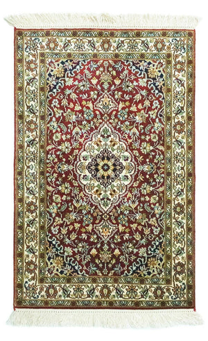 Tappeto di seta - Seta del Kashmir - 95 x 63 cm - rosso