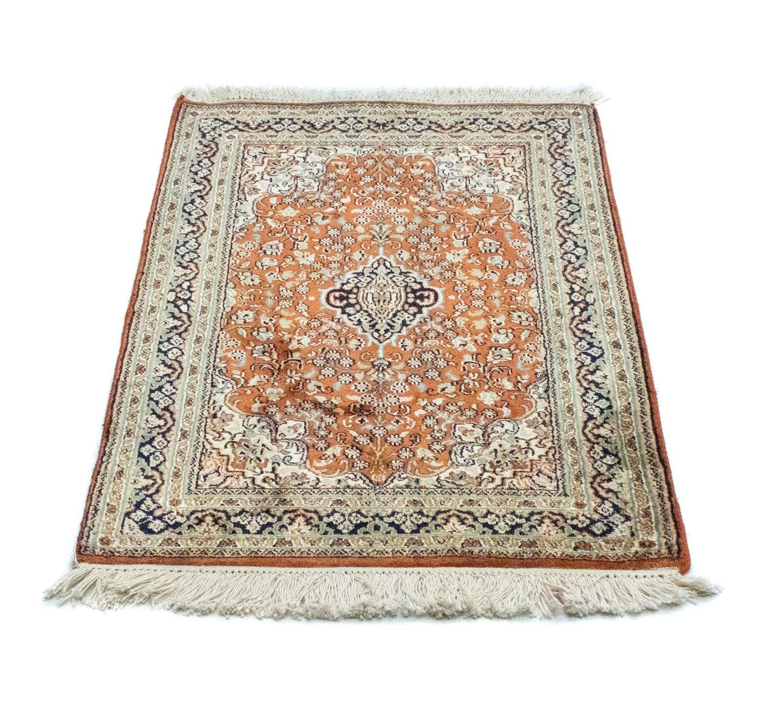 Tappeto di seta - Seta del Kashmir - 94 x 63 cm - ruggine