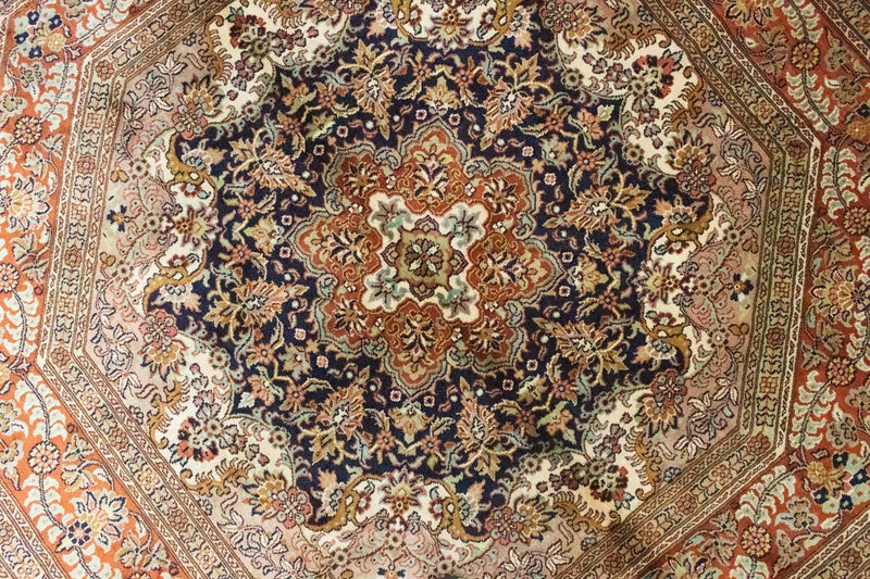 Tappeto di seta - Seta del Kashmir forma speciale  - 127 x 125 cm - blu