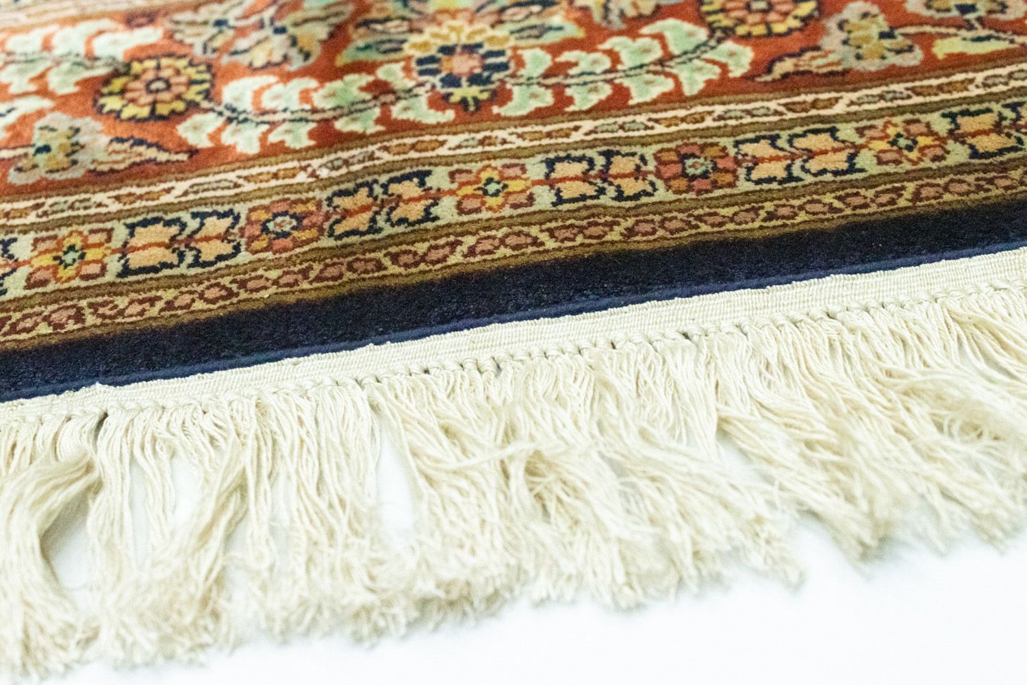Tappeto di seta - Seta del Kashmir forma speciale  - 127 x 125 cm - blu