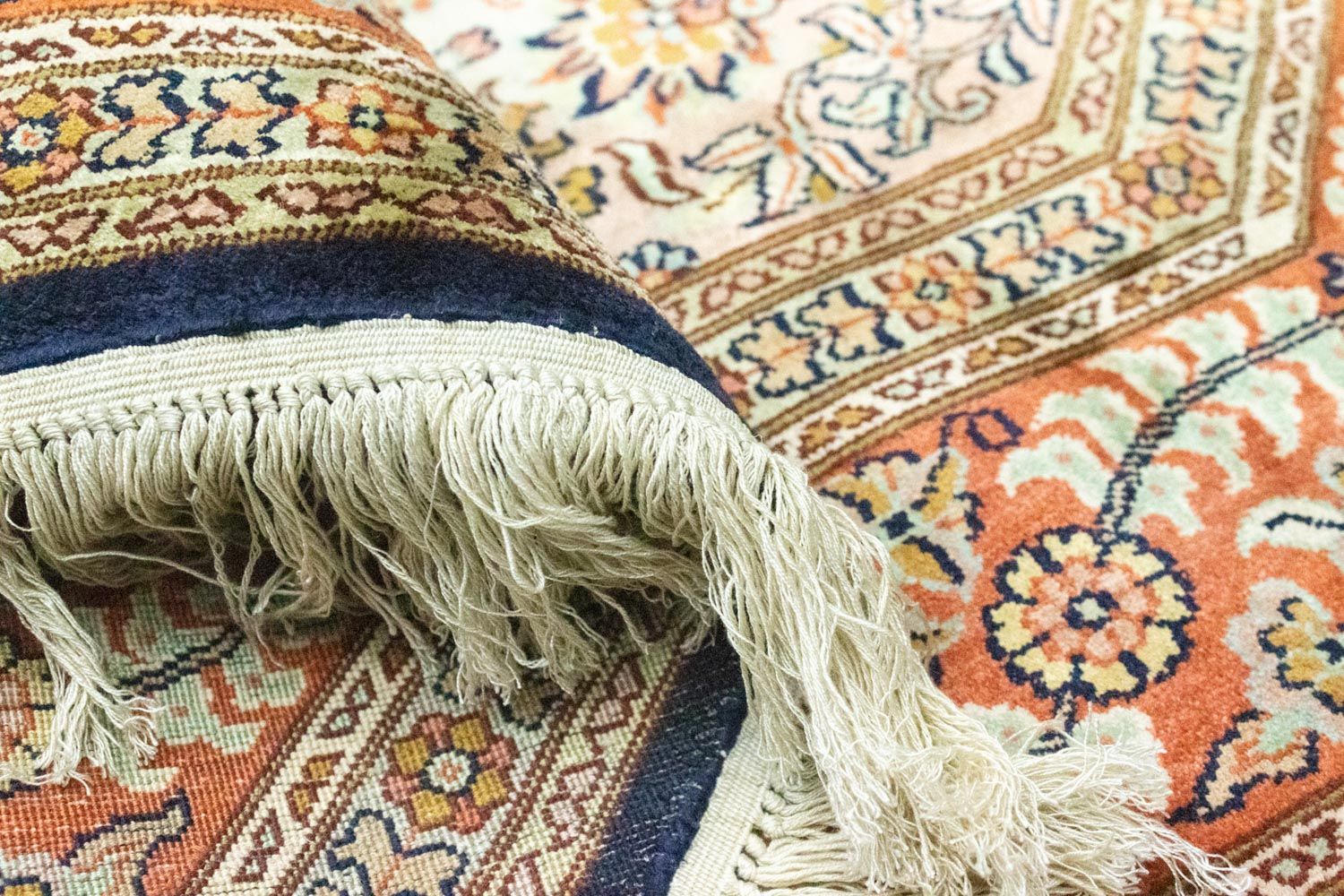 Tappeto di seta - Seta del Kashmir forma speciale  - 127 x 125 cm - blu