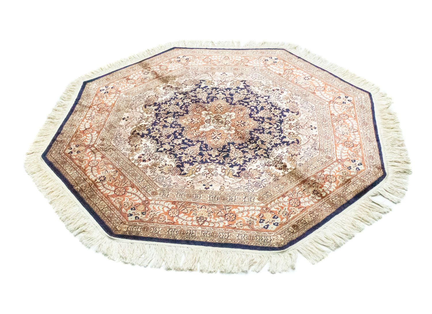Tappeto di seta - Seta del Kashmir forma speciale  - 127 x 125 cm - blu