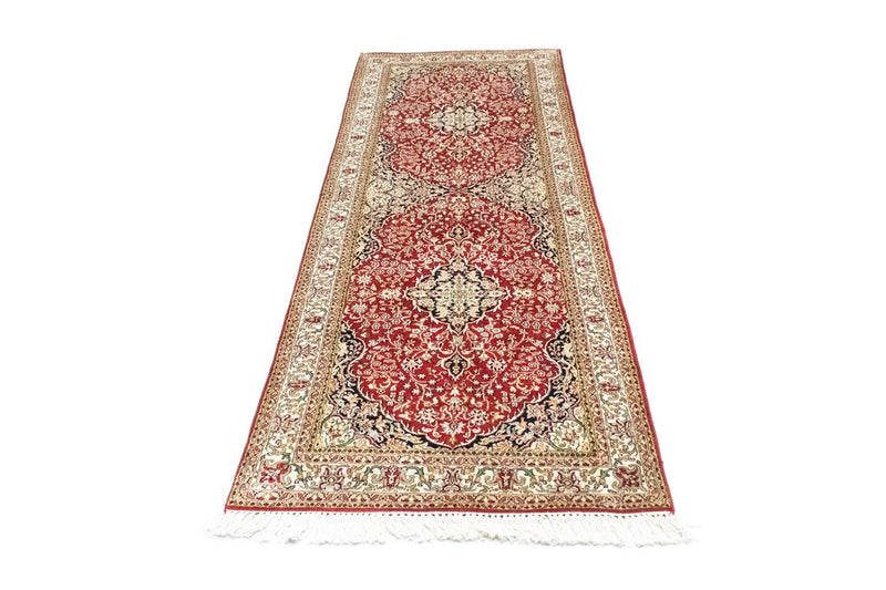 Tappeto corsia Tappeto di seta - Seta del Kashmir - 237 x 80 cm - rosso