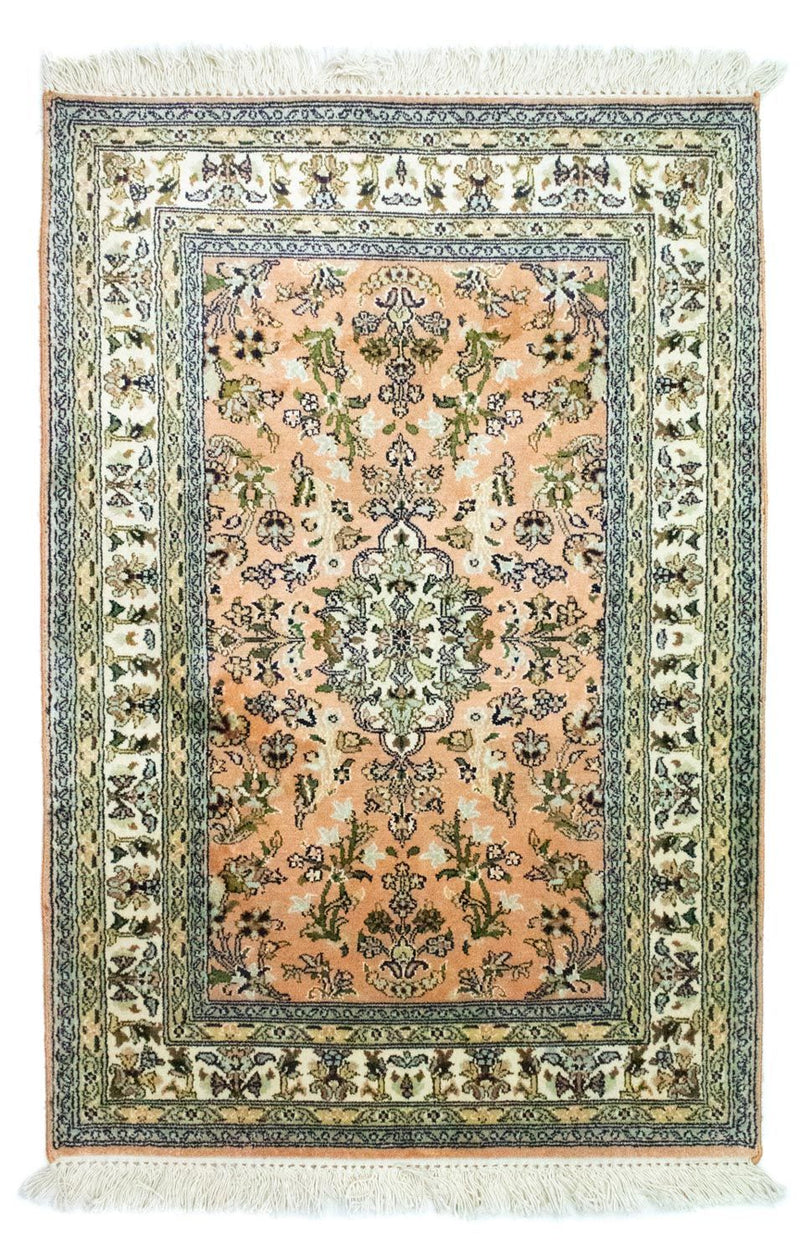 Tappeto di seta - Seta del Kashmir - 93 x 64 cm - salmone