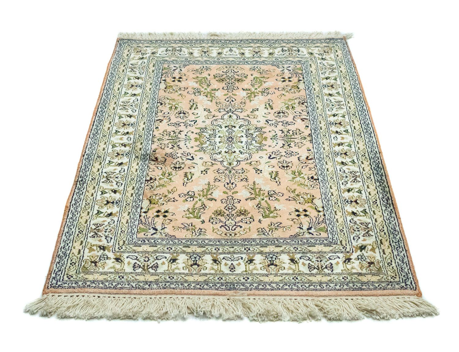 Tappeto di seta - Seta del Kashmir - 93 x 64 cm - salmone