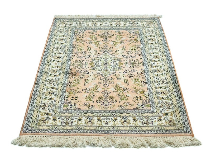 Tappeto di seta - Seta del Kashmir - 93 x 64 cm - salmone