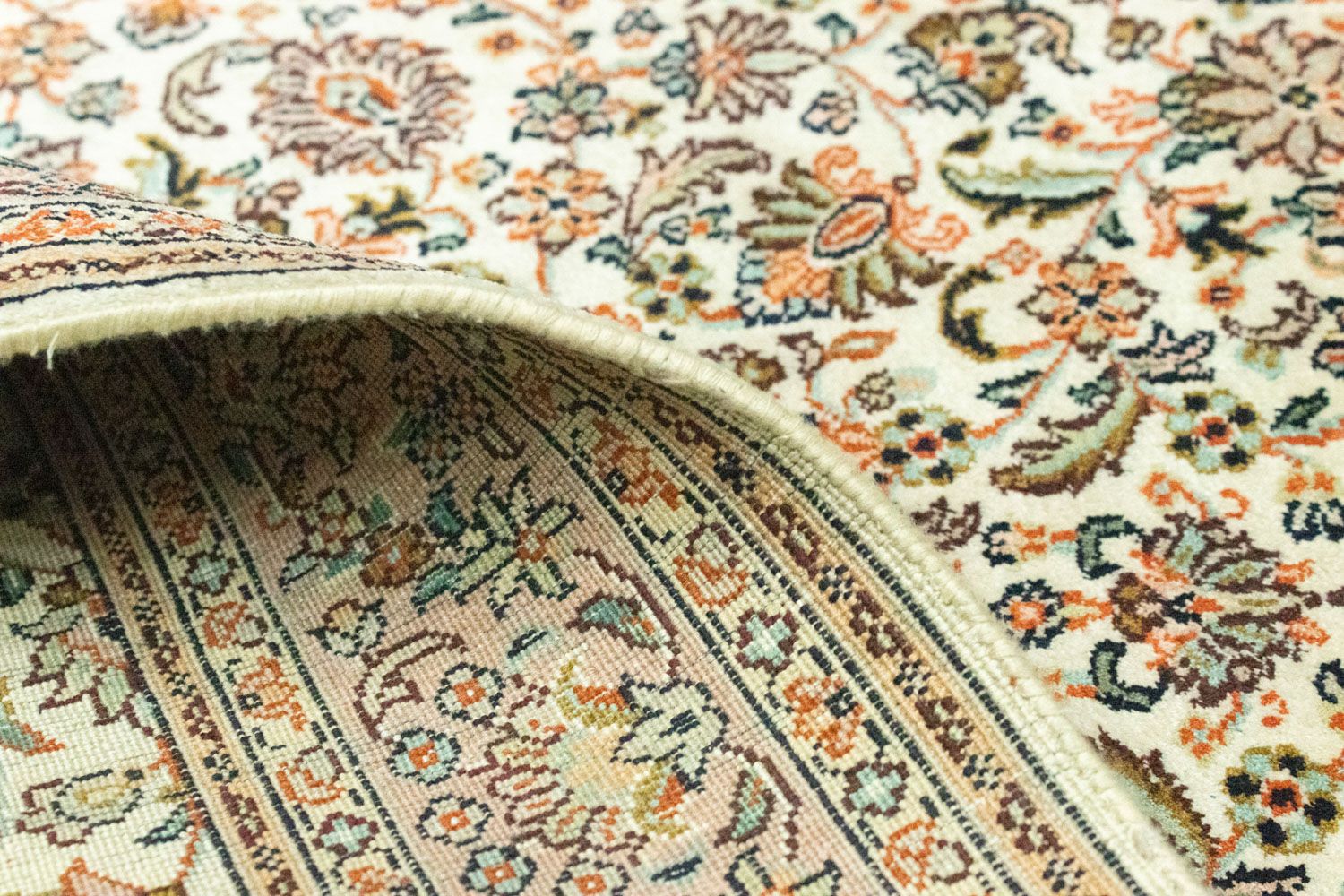 Tappeto di seta - Seta del Kashmir - 124 x 78 cm - beige