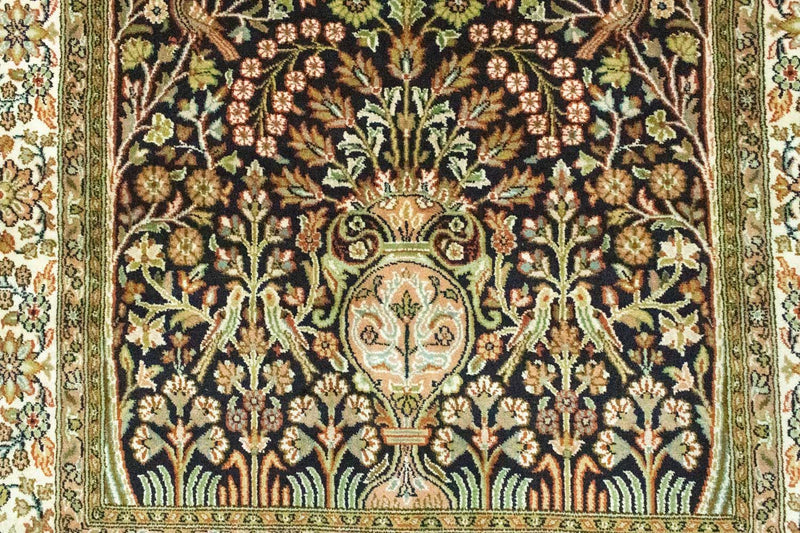 Tappeto di seta - Seta del Kashmir - 156 x 95 cm - blu