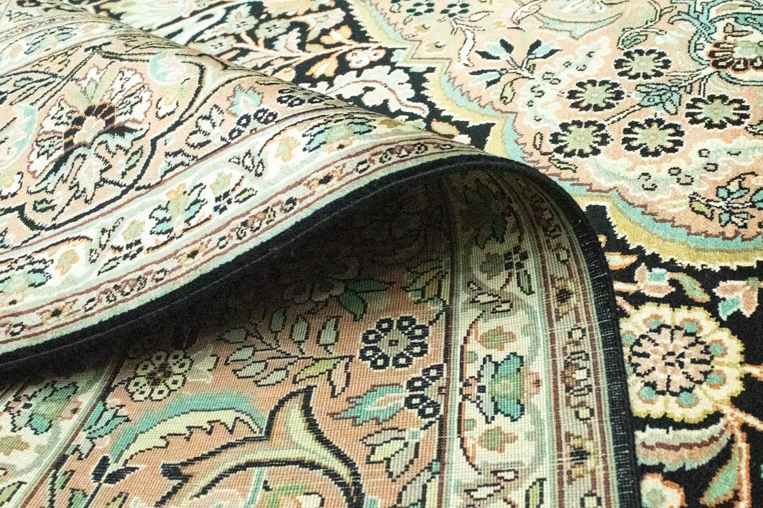 Tappeto di seta - Seta del Kashmir - 311 x 213 cm - blu