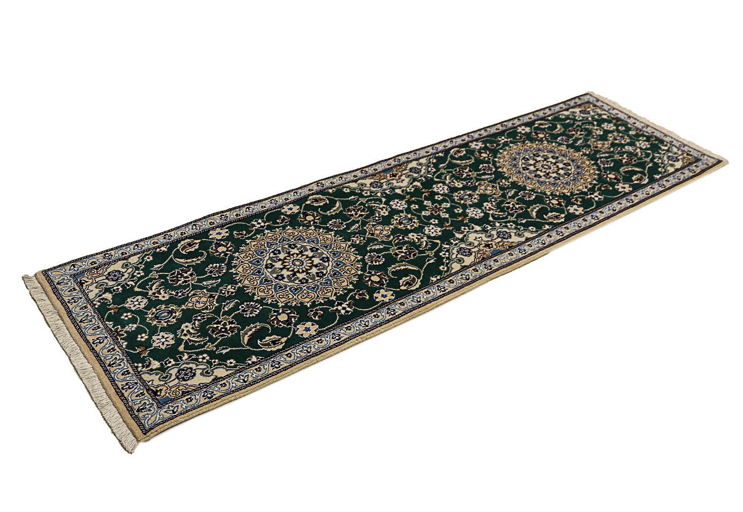 Tappeto corsia Tappeto Persero - Nain - Reale - 200 x 60 cm - verde scuro