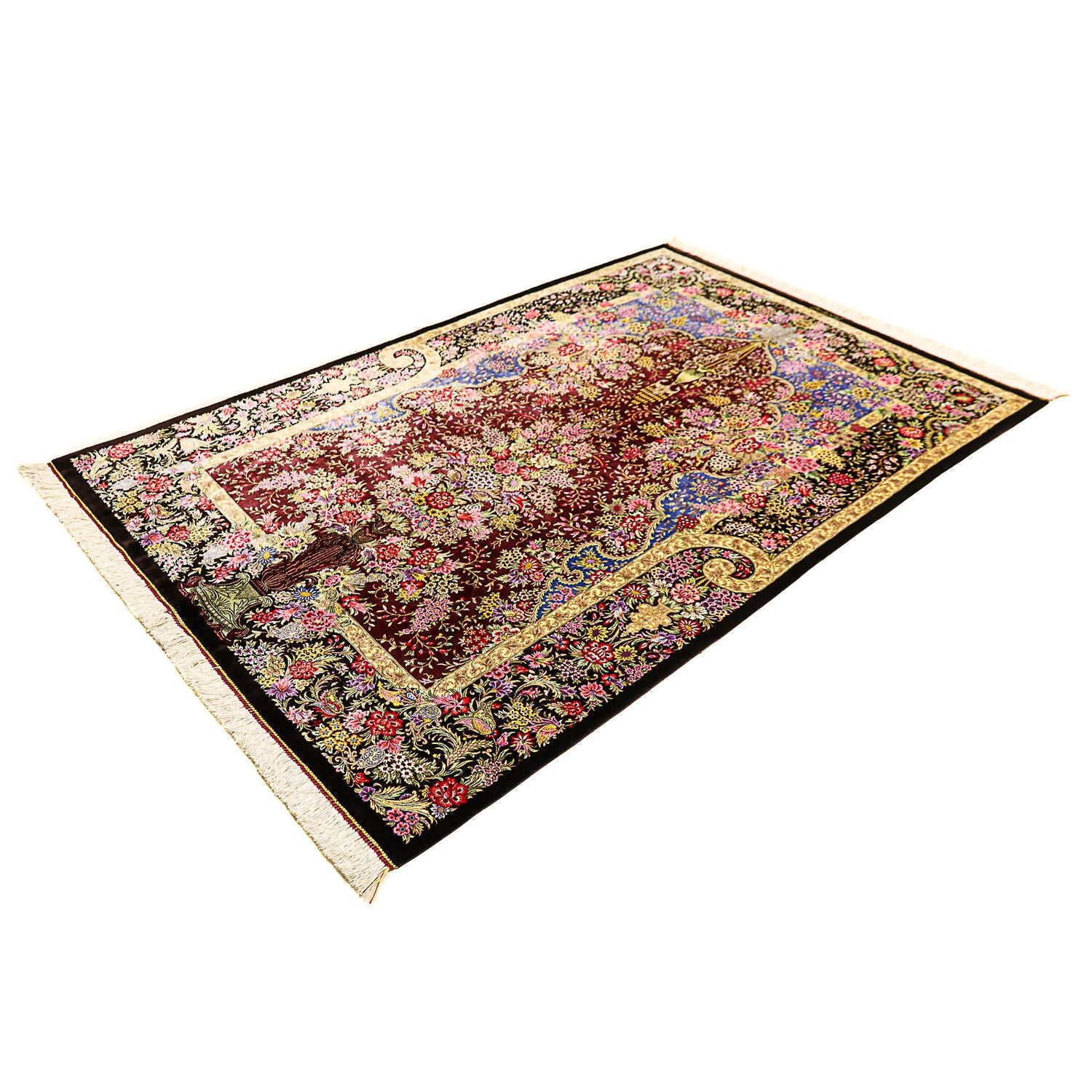 Tappeto di seta - Ghom seta - Premio - 197 x 128 cm - blu scuro