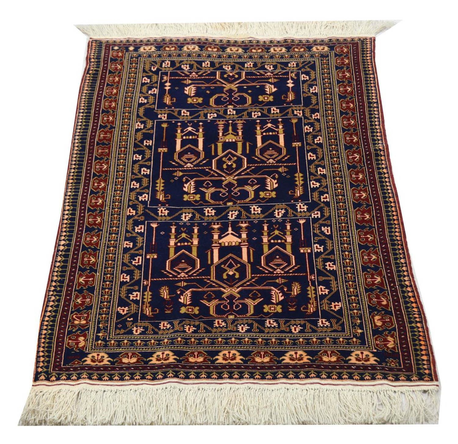 Tappeto afgano - 131 x 87 cm - blu scuro