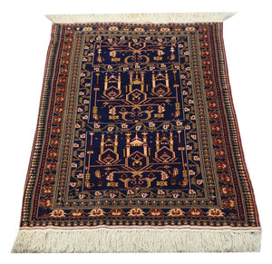 Tappeto afgano - 131 x 87 cm - blu scuro