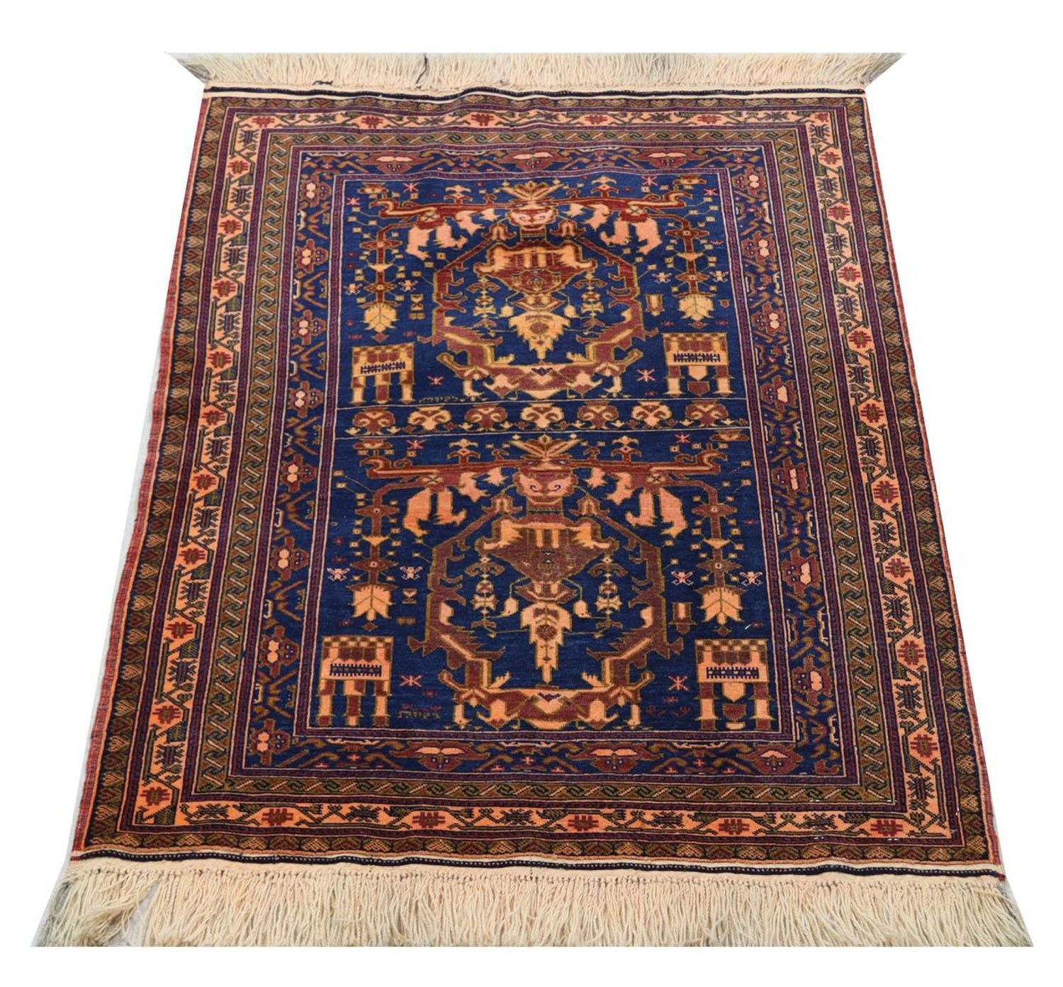 Tappeto afgano - 136 x 95 cm - blu
