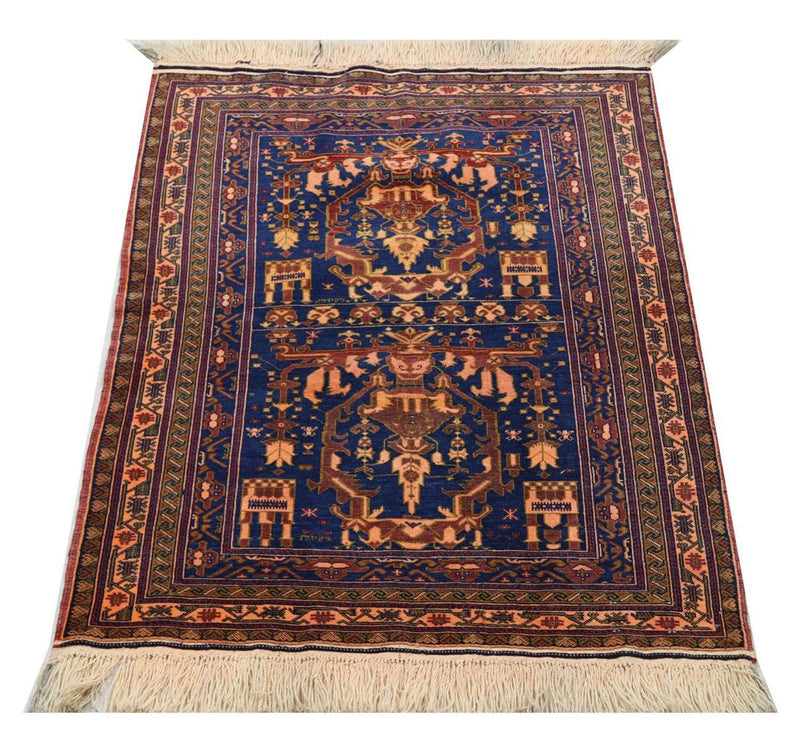 Tappeto afgano - 136 x 95 cm - blu