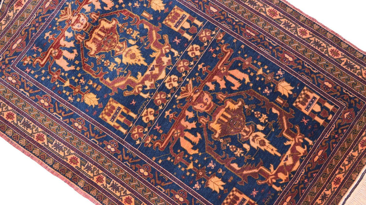 Tappeto afgano - 136 x 95 cm - blu