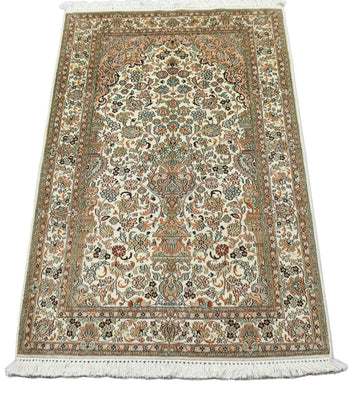 Tappeto di seta - Seta del Kashmir - 158 x 96 cm - beige